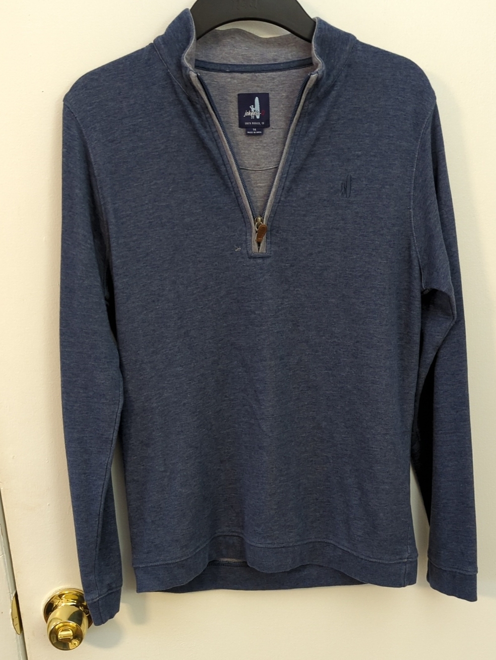 Johnnie-O Boy's Heather Navy Quarter-Zip Pullover, Size 14